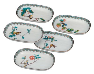 日本の伝統工芸品【九谷焼】 6号皿揃 花鳥絵変り   (K9-128) (K8-98)