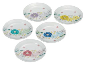 日本の伝統工芸品【九谷焼】 5.2号皿揃 花はな   (K9-119) (K8-101)