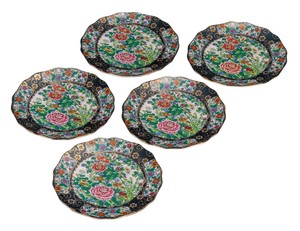 日本の伝統工芸品【九谷焼】 6号皿揃 錦絵   (K9-149) (K8-112)