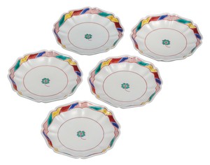 日本の伝統工芸品【九谷焼】 5.5号皿揃 四つ葉のクローバー  田中柚伎 (K9-145) (K8-119)