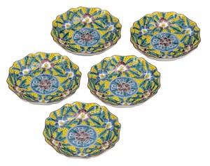 日本の伝統工芸品【九谷焼】 4.2号皿揃 吉田屋芙蓉   (K9-153) (K8-124)