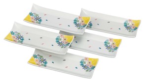 日本の伝統工芸品【九谷焼】 8号皿揃 花盛   (K9-159) (K8-131)