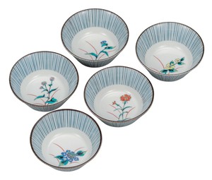 日本の伝統工芸品【九谷焼】 4.5号小鉢揃 五草花   (K9-203) (K8-175)