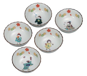 日本の伝統工芸品【九谷焼】 4号小鉢揃 わらべ   (K9-202) (K8-176)