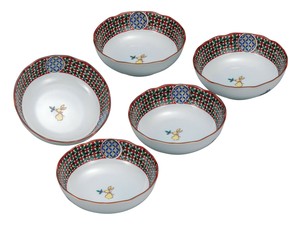 日本の伝統工芸品【九谷焼】 4号小鉢揃 うさぎ   (K9-217) (K8-187)