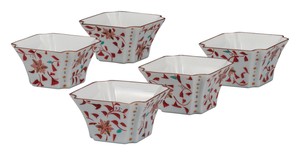 日本の伝統工芸品【九谷焼】 2.5号小鉢揃 花唐草   (K9-233) (K8-209)