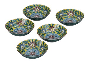 日本の伝統工芸品【九谷焼】 3.8号小鉢揃 吉田屋芙蓉   (K9-240) (K8-218)