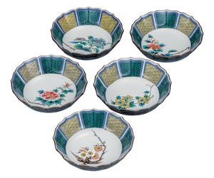 日本の伝統工芸品【九谷焼】 5.5号小鉢揃 草花絵変り   (K9-243) (K8-224)