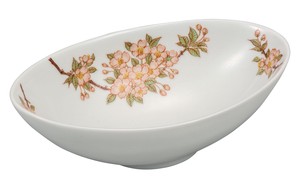 日本の伝統工芸品【九谷焼】 K8-235  6.5号楕円鉢 桜