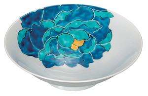 日本の伝統工芸品【九谷焼】 K8-268  8号鉢 色絵青牡丹図
