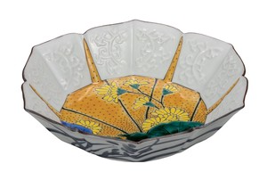 日本の伝統工芸品【九谷焼】 K8-312  7号鉢 青手つわぶき  福田良則