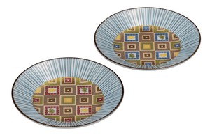 日本の伝統工芸品【九谷焼】 5.2号ペア皿 金彩石畳   (K9-385) (K8-368)