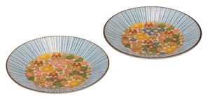日本の伝統工芸品【九谷焼】 K8-369  5.2号ペア皿 花詰