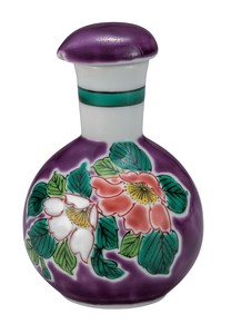日本の伝統工芸品【九谷焼】 醤油差 すみれ色花蝶   (K9-427) (K8-405)