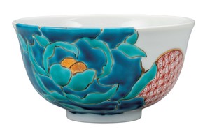 日本の伝統工芸品【九谷焼】 丼 青牡丹  佐藤剛志 (K9-510) (K8-444)