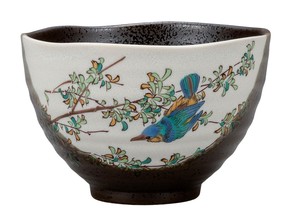 日本の伝統工芸品【九谷焼】 茶漬碗 かわせみ   (K9-494) (K8-448)