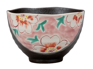日本の伝統工芸品【九谷焼】 茶漬碗 花紋（ピンク）  澤田郁美 (K9-501) (K8-452)