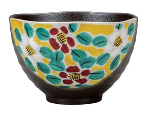 日本の伝統工芸品【九谷焼】 茶漬碗 花模様   (K9-498) (K8-454)