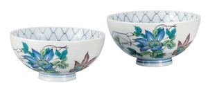 日本の伝統工芸品【九谷焼】 組飯碗 鉄仙   (K9-525) (K8-465)