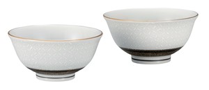 日本の伝統工芸品【九谷焼】 組飯碗 白七宝   (K9-530) (K8-466)
