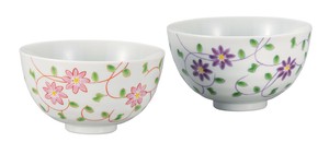 日本の伝統工芸品【九谷焼】 組飯碗 花唐草文   (K9-527) (K8-471)