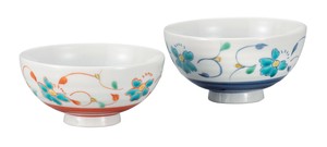 日本の伝統工芸品【九谷焼】 組飯碗 花唐草   (K9-544) (K8-474)