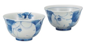 日本の伝統工芸品【九谷焼】 組飯碗 白椿  紅椿窯 (K9-550) (K8-479)