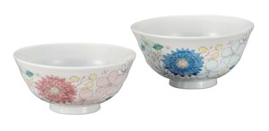日本の伝統工芸品【九谷焼】 組飯碗 花はな   (K9-542) (K8-481)
