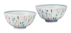 日本の伝統工芸品【九谷焼】 組飯碗 彩り十草   (K9-548) (K8-484)