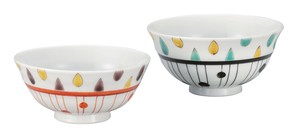 日本の伝統工芸品【九谷焼】 組飯碗 しずくライン  岡田絹代 (K9-541) (K8-488)