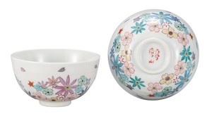 日本の伝統工芸品【九谷焼】 組飯碗 花盛   (K9-554) (K8-497)