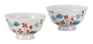 日本の伝統工芸品【九谷焼】 組飯碗 秋海棠  平野由佳 (K9-573) (K8-508)