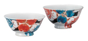 日本の伝統工芸品【九谷焼】 組飯碗 色絵華唐草  佐藤剛志 (K9-570) (K8-509)