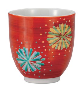 日本の伝統工芸品【九谷焼】 湯呑 花火  田中柚伎 (K9-691) (K8-616)