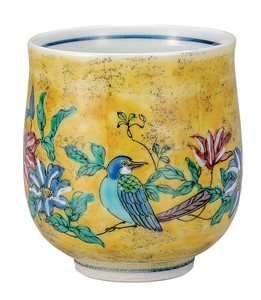 日本の伝統工芸品【九谷焼】 湯呑 吉田屋花鳥   (K9-695) (K8-621)