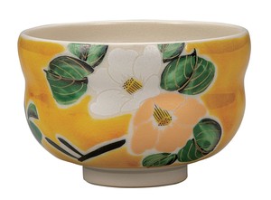 日本の伝統工芸品【九谷焼】 抹茶碗 吉田屋金銀椿   (K9-866) (K8-799)