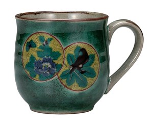 日本の伝統工芸品【九谷焼】 マグカップ グリーン丸紋   (K9-945) (K8-842)