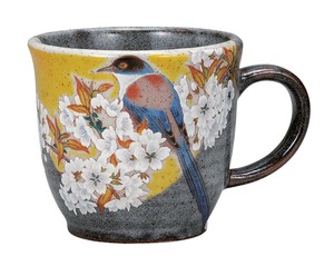 日本の伝統工芸品【九谷焼】 マグカップ 吉田屋山桜に鳥   (K9-947) (K8-860)