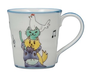 日本の伝統工芸品【九谷焼】 マグカップ ブレーメンの音楽隊  岡田絹代 (K9-968) (K8-877)