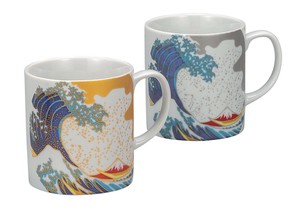 日本の伝統工芸品【九谷焼】 ペアマグカップ 北斎　波   (K9-1008) (K8-908)