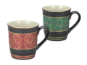 日本の伝統工芸品【九谷焼】 ペアマグカップ 金唐草   (K9-1016) (K8-910)