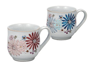 日本の伝統工芸品【九谷焼】 ペアマグカップ 華  色絵 遊 (K9-1037) (K8-921)
