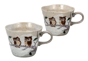 日本の伝統工芸品【九谷焼】 ペアマグカップ ふくろう   (K9-1034) (K8-931)
