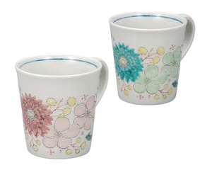日本の伝統工芸品【九谷焼】 ペアマグカップ 花はな   (K9-1038) (K8-934)
