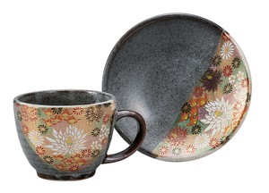 日本の伝統工芸品【九谷焼】 カップ＆ソーサー 金花詰   (K9-1080) (K8-985)