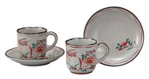 日本の伝統工芸品【九谷焼】 ペアコーヒー 赤絵   (K9-1092) (K8-993)