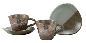 日本の伝統工芸品【九谷焼】 ペアコーヒー 花詰   (K9-1097) (K8-1000)