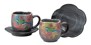 日本の伝統工芸品【九谷焼】 ペアコーヒー 金桜花鳥   (K9-1100) (K8-1005)