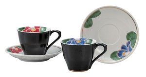 日本の伝統工芸品【九谷焼】 ペアコーヒー 色椿   (K9-1109) (K8-1009)