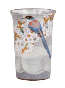日本の伝統工芸品【九谷焼】 K8-1037 フリーカップ 山桜に鳥